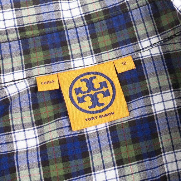 Tory Burch Tartan Plaid Button Down Ruffle Shirt - Size 12 - Picture 7 of 13